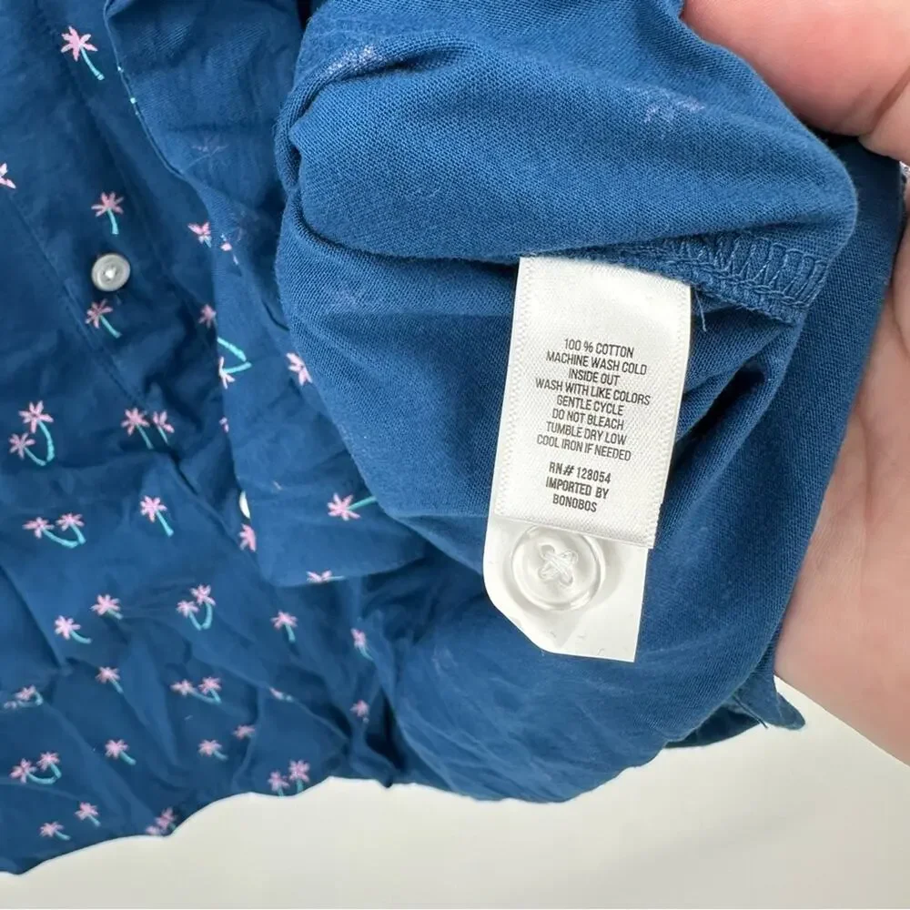 Bonobos Riviera Palm Print Button Down Shirt in blue Size XXL